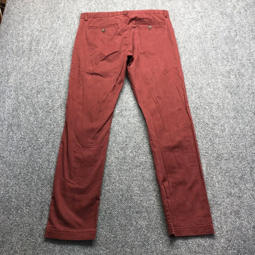 Banana Republic Fulton Skinny Chino Pants Mens 32x32 Rust Red Stretch Casual